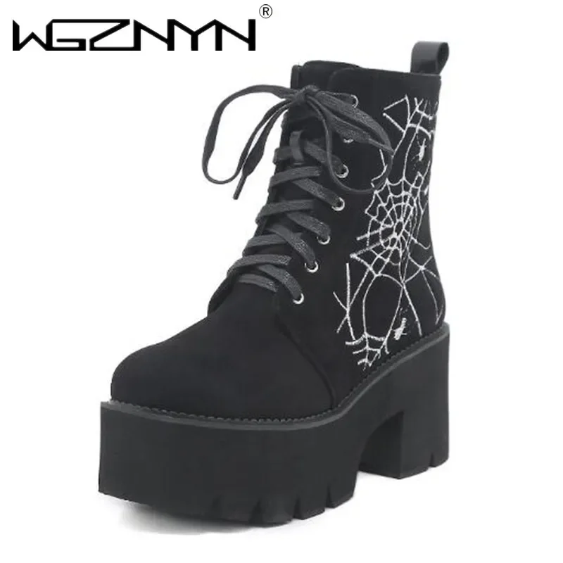 2024 роскошные женские ботинки на платформе с вышивкой круглый носок массивные