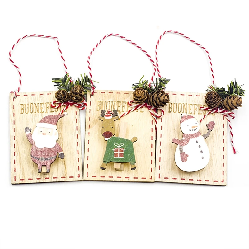 

3 шт. рождественские украшения для дома, ярлык, вырезной деревянный знак, украшение на Рождество, украшение для дверей, окон