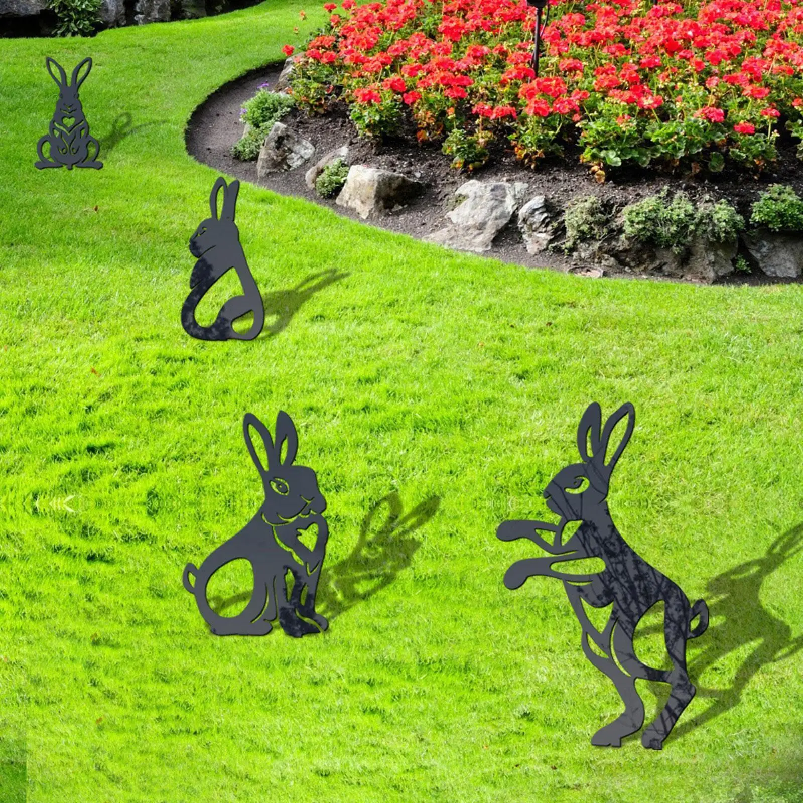 

1Pcs Rabbit Garden Art for Easter Decorations Outdoor Acrylic Bunny Silhouette Stake Black Bunny Rabbit Garden Stake Yard A C2O4