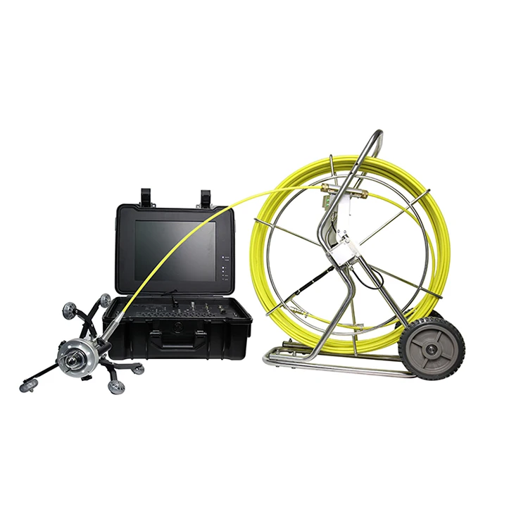 

58mm Pan Tilt Rotation Pipe Inspection Camera 100m Cable 15'LCD Display Meter Counter Keyboard Drain Sewer Video Endoscope