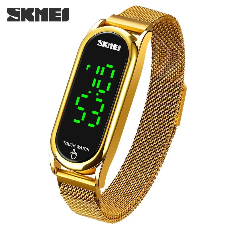 

Fashion Luxury Women&amp Watch Mesh Belt Digital Watch Touch Screen Calendar Electronic Wristwatch Brand SKMEI Clock For Girl