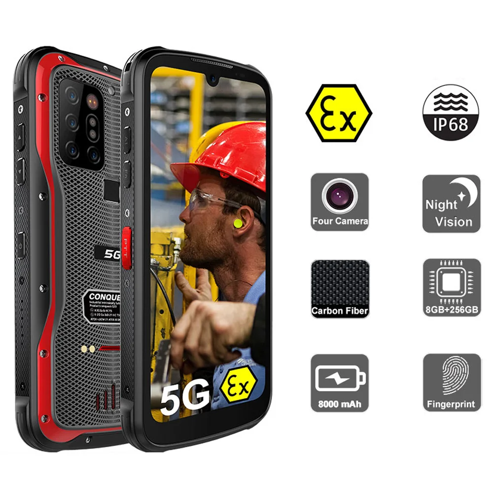 

5G ATEX Night Vision Smartphone IP68 Waterproof 48MP Camera 8GB RAM 256GB ROM 6.3 Inch Global Version Mobile Phones