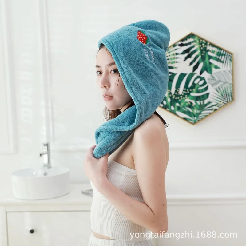 

Magic Microfiber Shower Cap Embroidery Towel Bath Hats Dry Hair Cap Quick Drying Soft for Lady Turban Head 25*65cm
