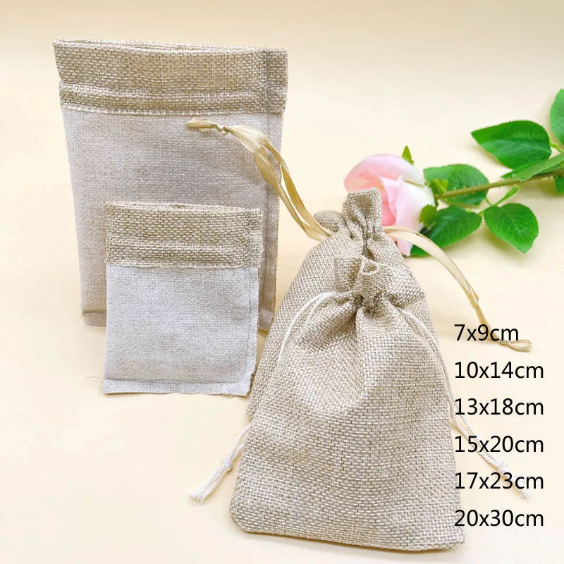 

25pcs Jute Bags Wholesale Burlap Linen Sack Mini Gift Bag for Women Webbing Christmas Gift Bags Drawstring Packaging Storage Bag
