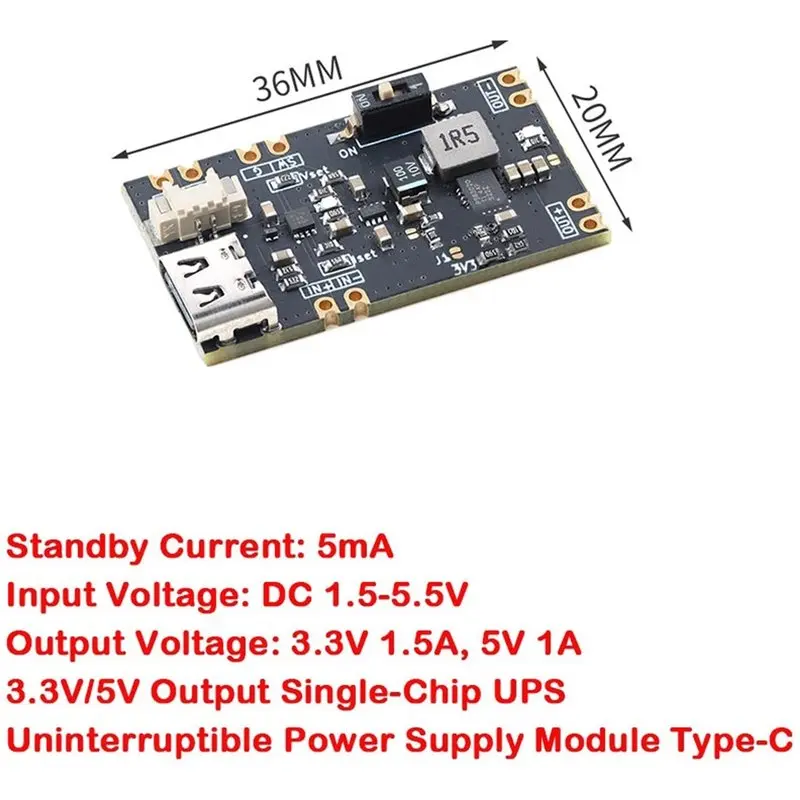 Модуль ИБП для микроконтроллеров ABJF-3.3V 5V с выходом 1.5A1A, плата зарядки литиевых батарей (art.: 3920dbd112683) - 3920dbd112683