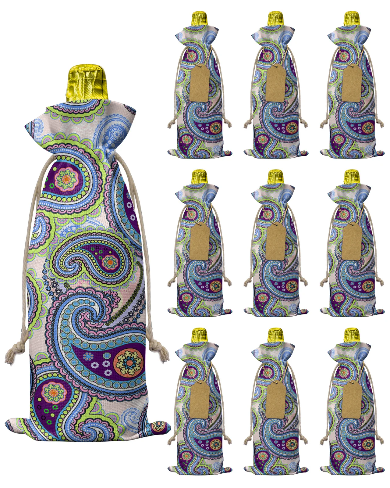 

10 шт., разноцветные чехлы для винных бутылок