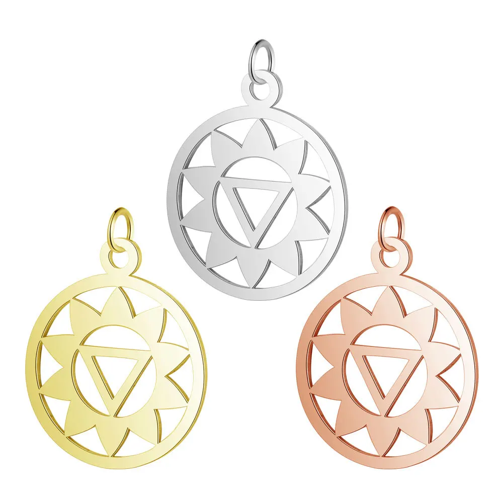 5Pcs Stainless Steel Round Hollow Out Geometric Charm Pendants Star For DIY Necklace Earring Jewelry Making Supplies Accessories