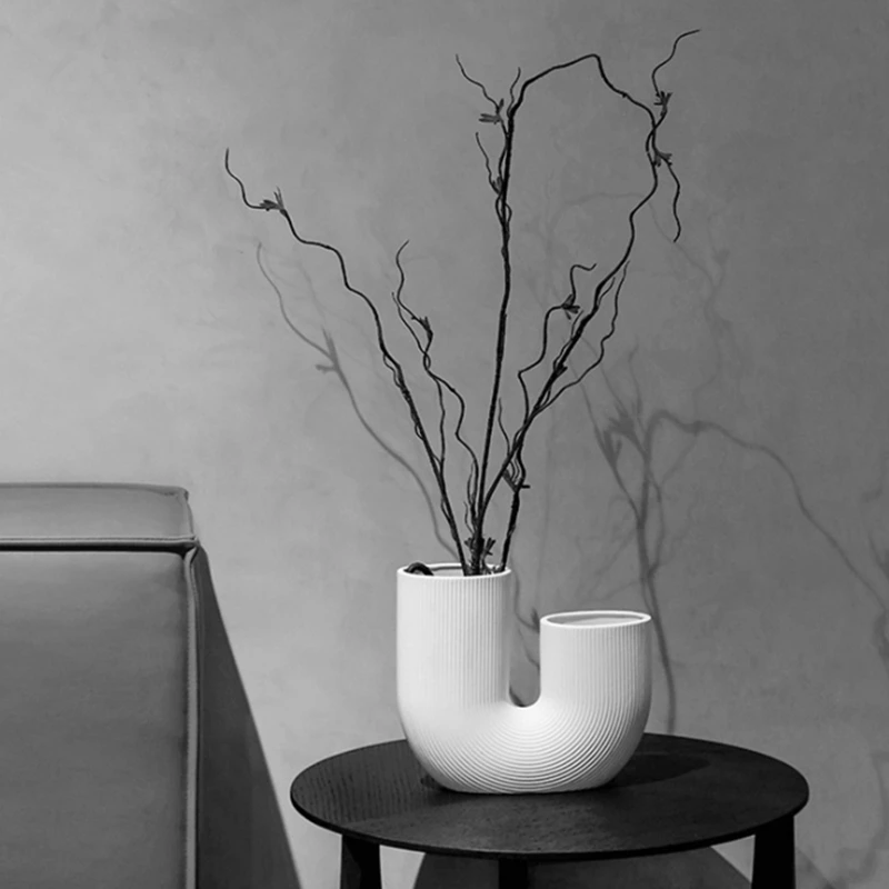U Shape Vase Silicone Mold Jesmonite Clay Mould For Making DIY Unique Plaster Flower Pot  Cement Concrete Planter Casting