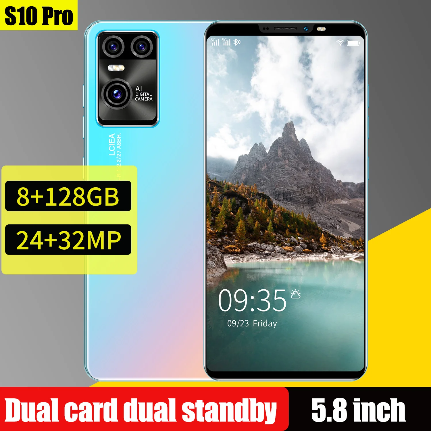 Global Version S10Pro 5.8 Inch 8GB RAM 128GB ROM Android Mobilephone Smartphone Celular Samsung iPhone 11 13 Promax Cellphone