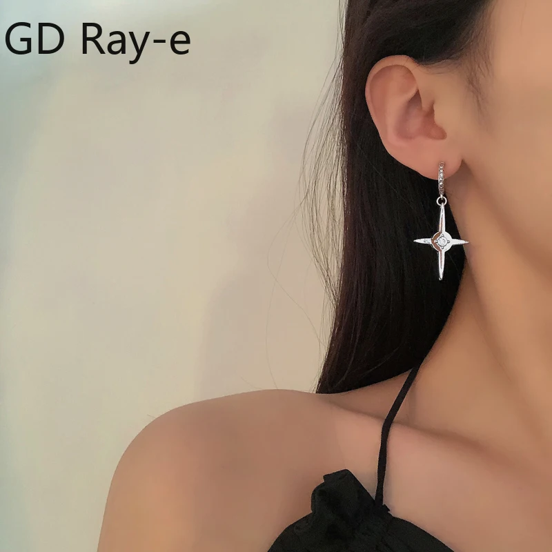 

Korean Fashion Mini Hoop Cross Dangle Earrings Hip Hop Ear Cuff Punk Style Gothic Diamante Cross Charm Simple Jewelry 1719Y