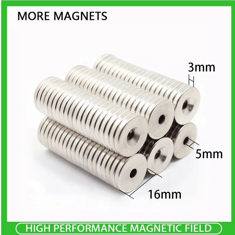 

2~50PCS 16x3-5mm Strong Rare Earth Magnet NdFeB 16mm x 3mm Hole 5mm Round Countersunk Neodymium Magnetic Magnets N35 16*3-5mm