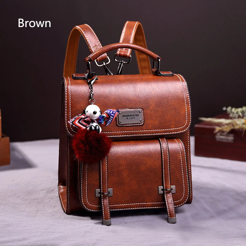 

Vintage Designer Backpack for Women High Quality PU Leather School Bags Double Shoulder Backpacks Large Women's Backpack Bolsos