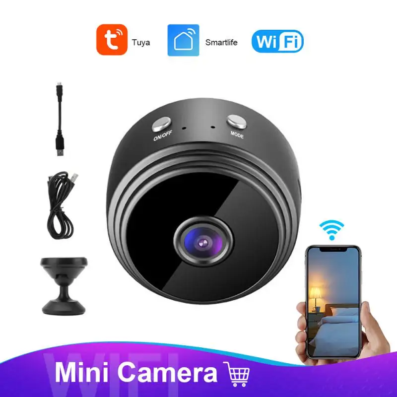 IP-камера A9 1080P Tuya Компактная Беспроводная с поддержкой Wi-Fi и функцией ночного