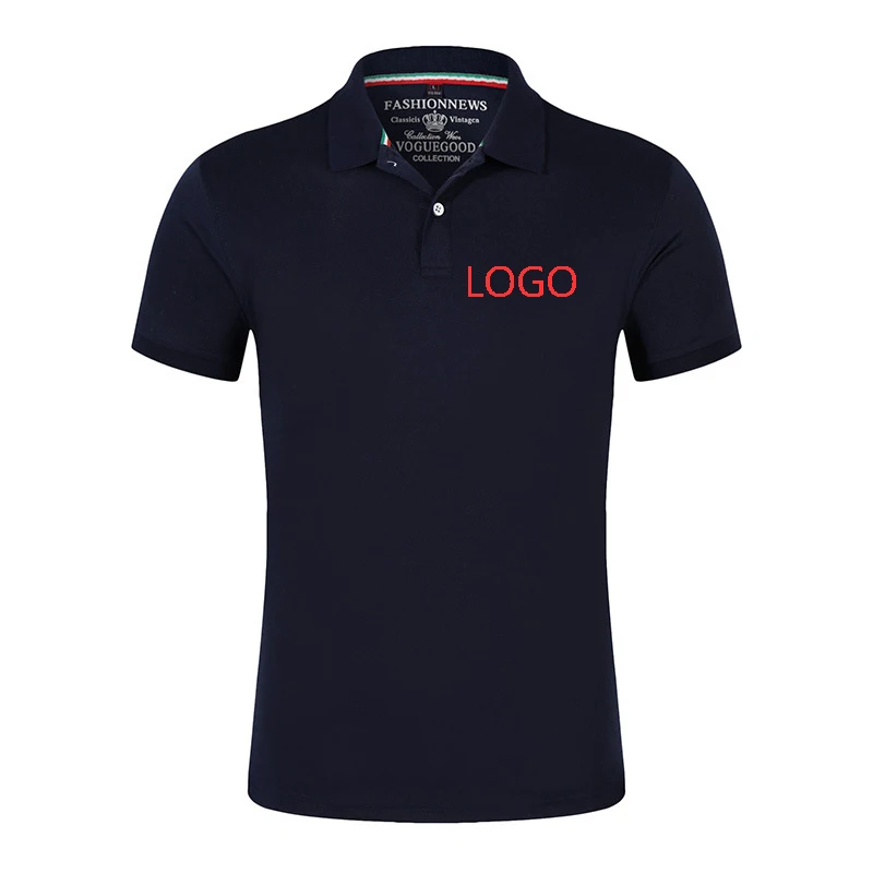 

2023 Summer Logo Custom New Stly Men's Cotton Lapel Neck Ordinary Polo Solid Color Comfortable and Breathable Casual Tops
