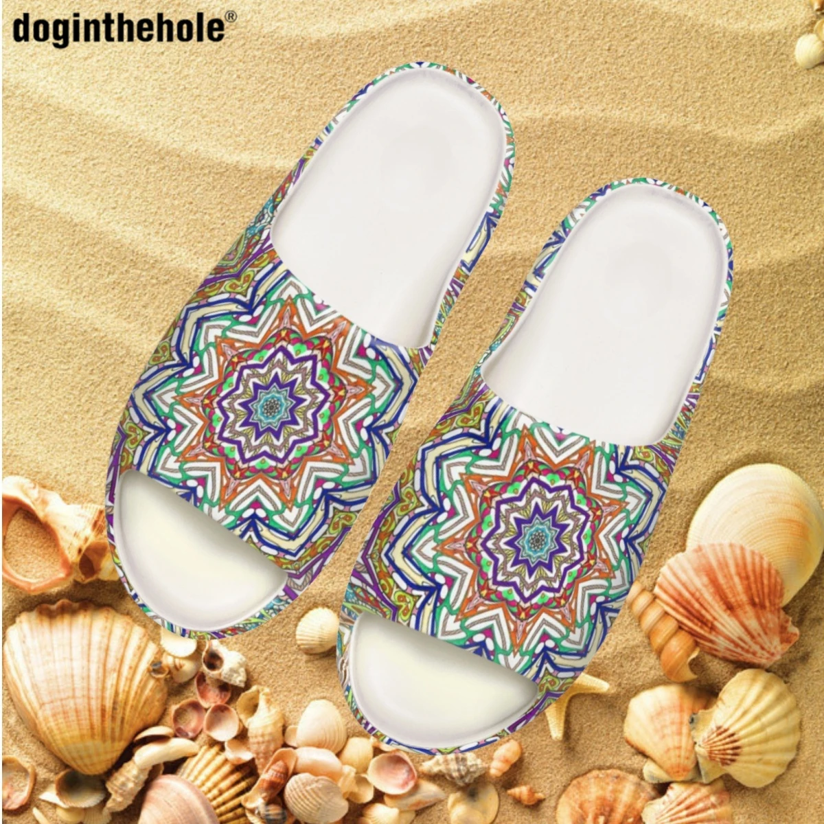 

Женские домашние Нескользящие шлепанцы Doginthehole в полинезийском стиле Летние Новые легкие шлепанцы из ЭВА с кокосом уличные пляжные сандали...