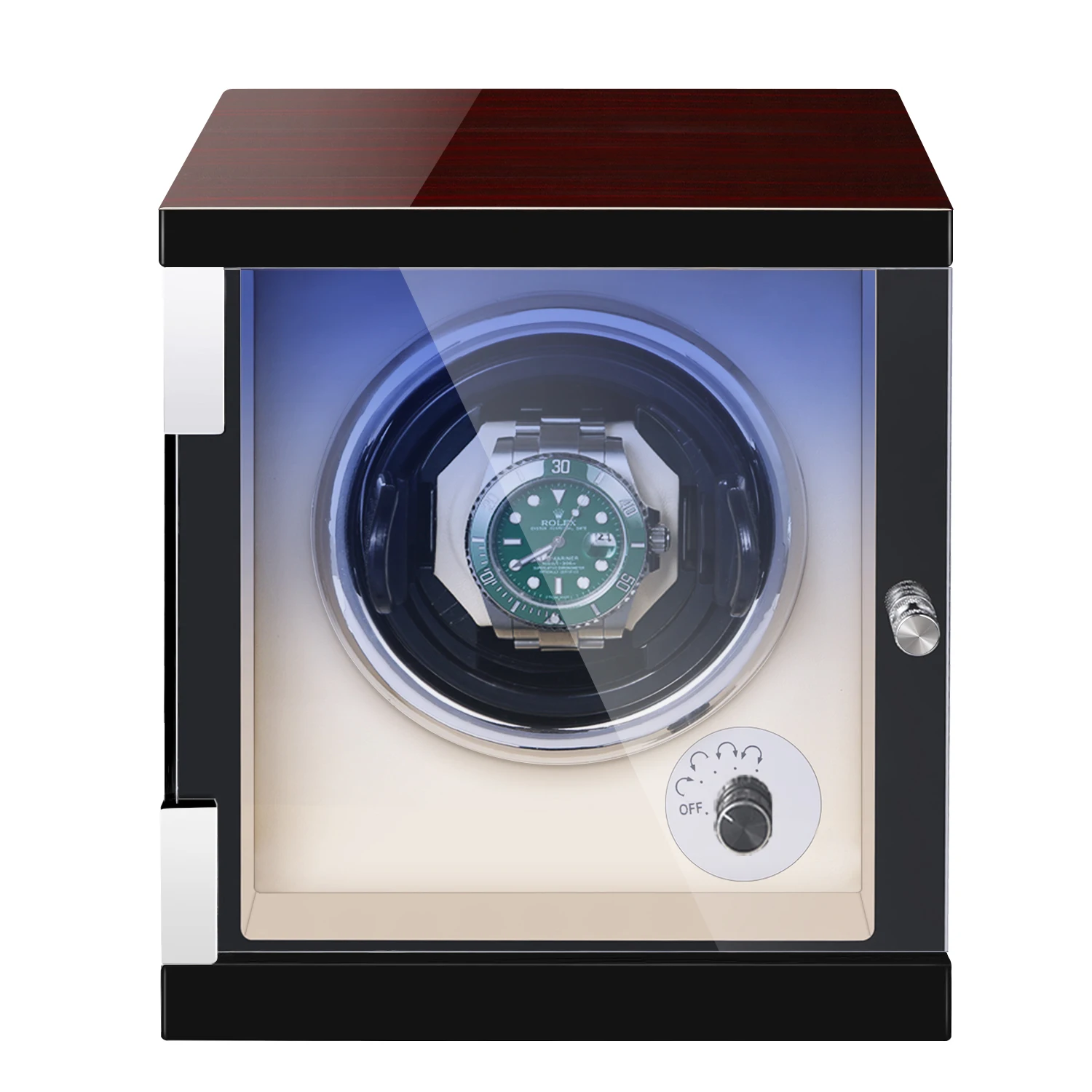 

Новая эбеновая отделка намотка для часов с бесшумными двигателями 1 + 0 хранение в бежевом интерьере из искусственной кожи Высокое качество ...