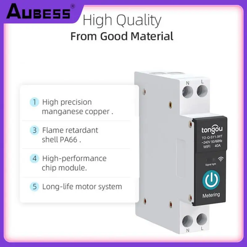 

С измерительным автоматическим выключателем, дистанционное управление, 1p, Din-рейка, беспроводной переключатель через приложение Tongou 63a, умный дом, Wi-Fi, дистанционное управление, переключатель