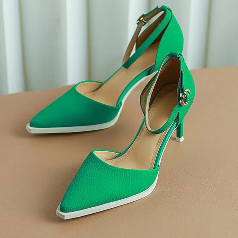 

2022 New Trend Women Sandals Sexy Green High Heels Shoes Summer Party Pumps Slippers Lady Thin Heels Office Dress Women Shoes