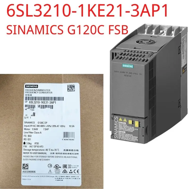 

6SL3210-1KE21-3AP1 Brand New SINAMICS G120C RATED POWER 5,5KW WITH 150% OVERLOAD FOR 3 SEC 3AC380-480V