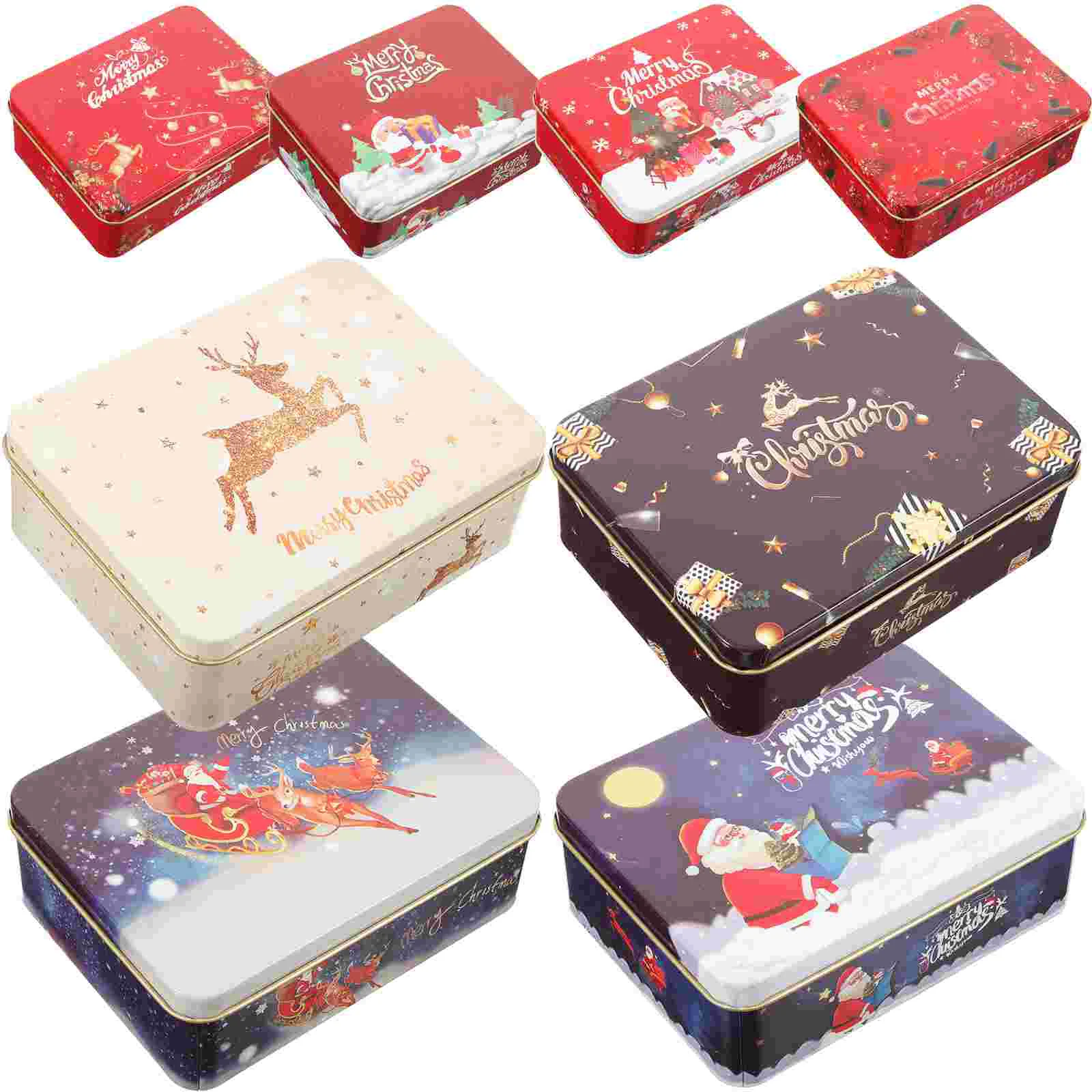 

8 pcs Greeting Card Boxes Christmas Gift Boxes Metal Card Storage Boxes Small Boxes with Lids