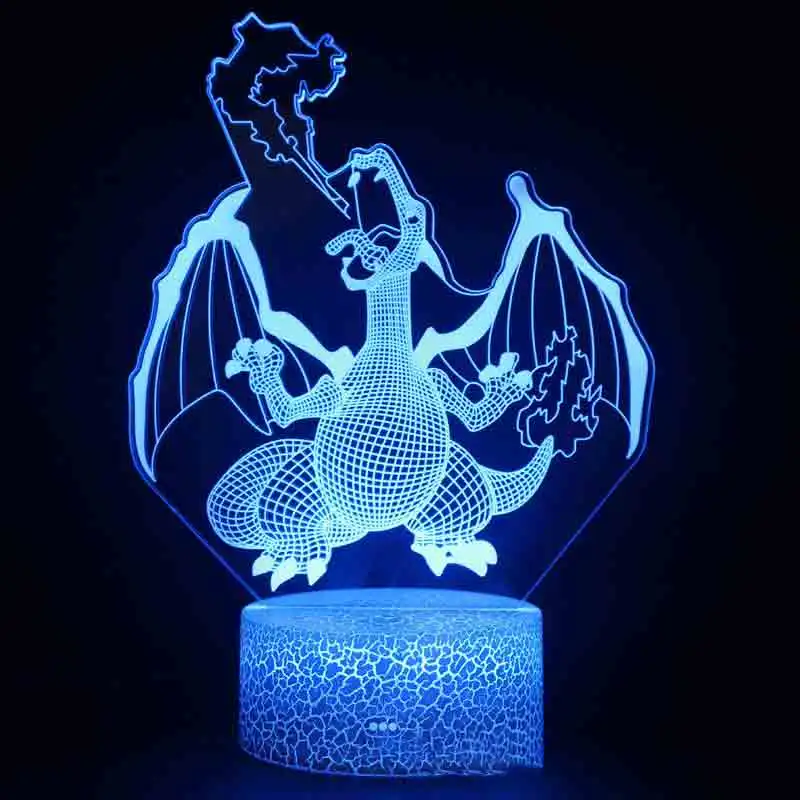 41Style Pokemon Pikachu Charizard Anime Figures 3D Led Night Light Changing Model Action Logo Lampara Collection Brinquedos Figm
