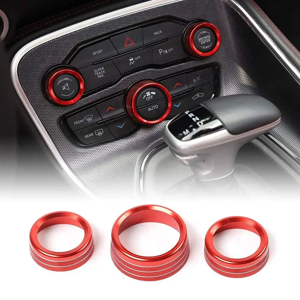 

3pcs Car Air Conditioning Button Trim Cover Aluminum Alloy Ac Control Switch Knob Cover Replacement Parts