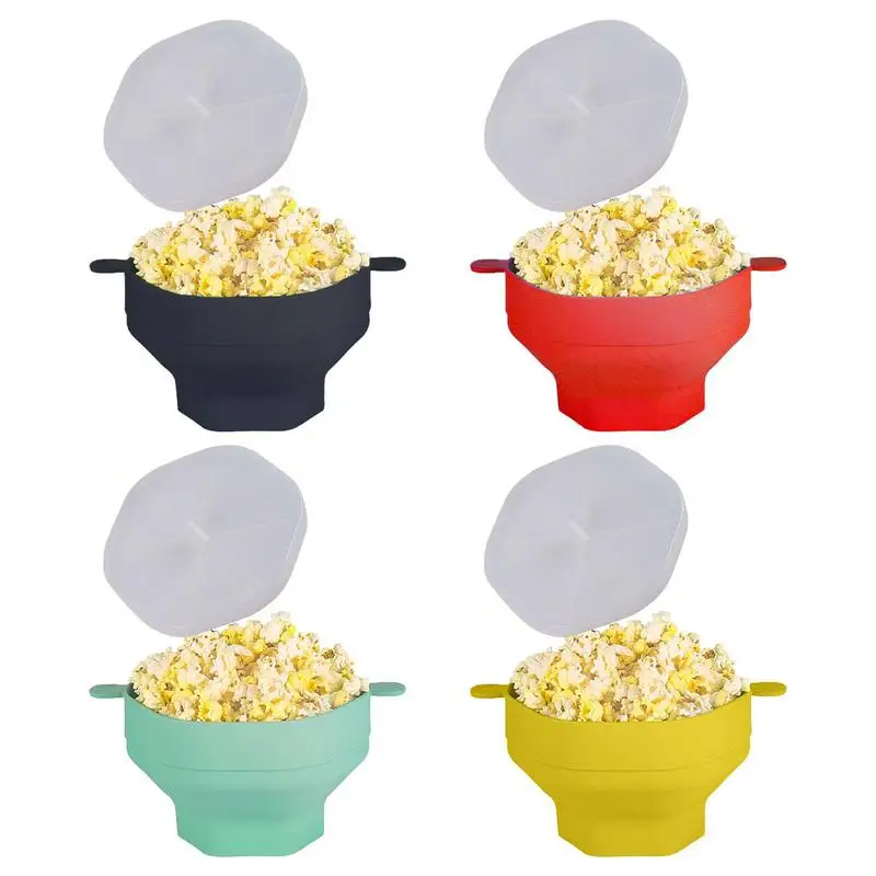 

Creative Silicone Popcorn Bowl Popcorn Bucket Poppers Bowl Popcorn Maker With Lid Bowl For Lunch Salad Bowl Food Storage Bowl