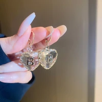 japan korean new transparent crystal heart b letter drop earrings for women fashion jewelry love earings party bijoux gifts