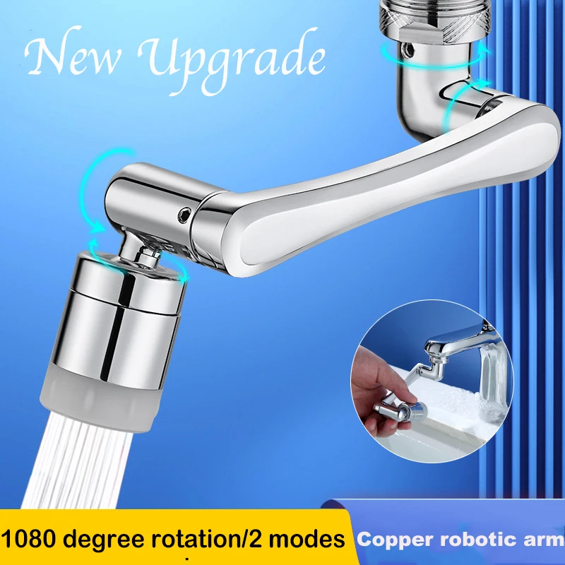 

Rotatable Extension Faucet Sprayer Head 1440 Degree Universal Bathroom Tap Extend Adapter Aerator 2 Spray Modes Faucet Extender