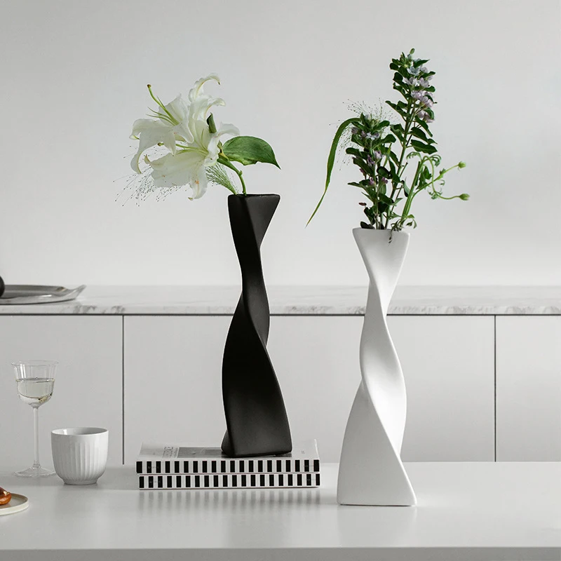 

Unique Creative Nordic Ceramic Vase Minimalist Spiral Vase Modern Abstract Vase Arrangement Home Display Room Decorative