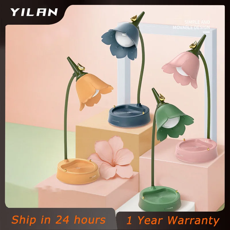 

Flower LED Desk Lamp for Student Studying Light Touch Reading Lamp Eye Protection Multi-function Lamp Table Light Bedroom Room