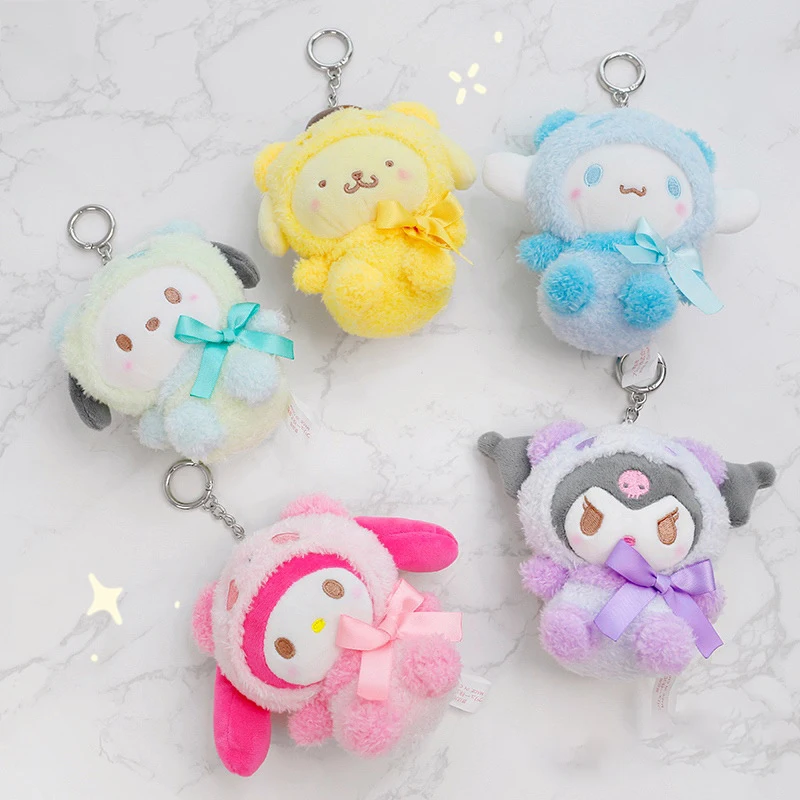 

10cm Sanrio Keychain Hello Kitty Plush Toys Cute Kuromi Accessories Home Decor Stuffed Cotton Doll Plushies For Girls Gifts Kids