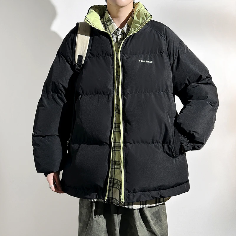 

Качественное теплое пальто, зимние Утепленные пуховики из хлопка, мужские Модные Молодежные Удобные однотонные ветрозащитные мешковатые мужские куртки