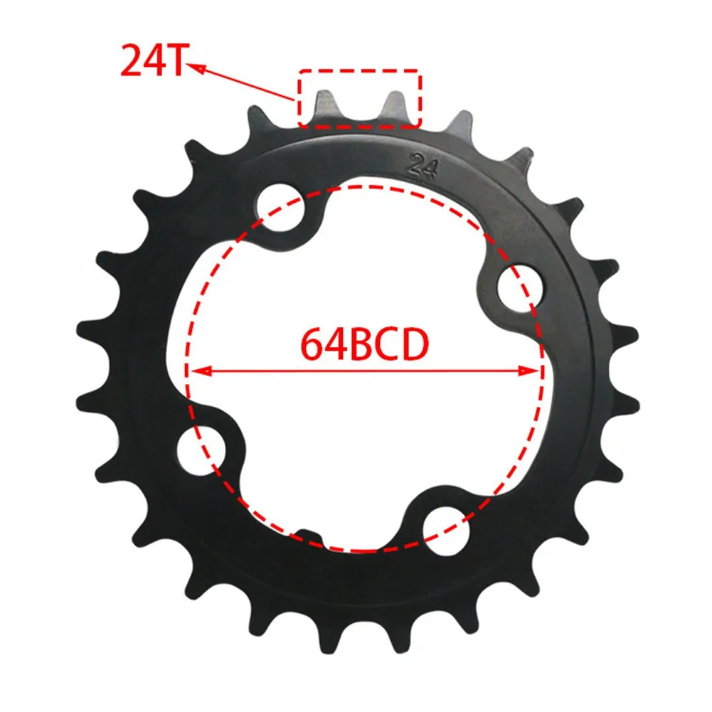 

64BCD 24T Narrow Wide Bike MTB Chainring Single Tooth Chain Ring Bicycle Crankset Sprocket Repair Parts Reduce Friction Noise