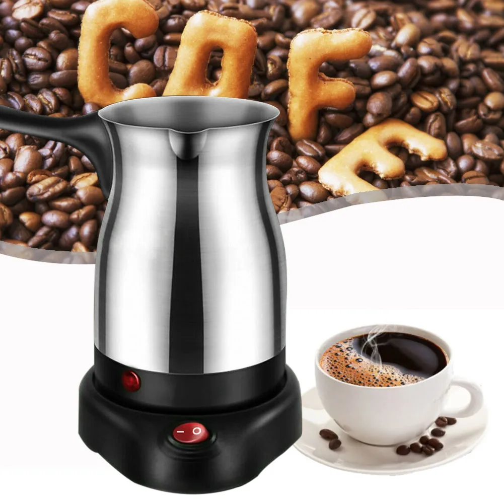

220V Electric Heating Coffee Kettle Stainless Steel Turkish Coffee Pot Electric Coffee Machine Portable Coffee Maker Moka Pot