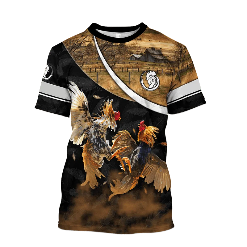 

Men's 3D Rooster Printed Unisex T-shirt, Casual Short Sleeved Clothing, Oversized, Personalized, Summer Quick Drying Breathable