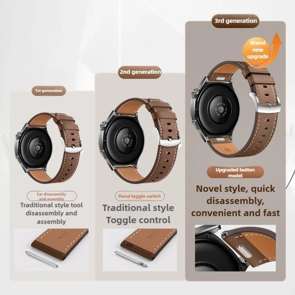 Фото Кожаный ремешок 22 мм для Huawei Watch GT5/GT5 Pro/GT4, 46 мм, деловой кожаный ремешок для HUAWEI Watch GT3pro, 46 мм, браслет №3