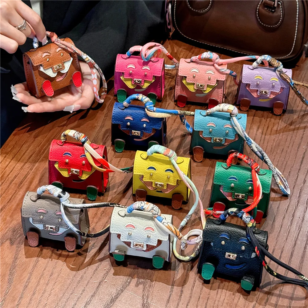 Роскошный кожаный чехол для наушников с куклой AirPods 1 2 3 Pro Pro2 4 улыбаемый