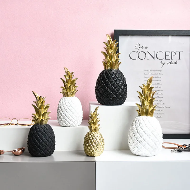 

Home Decoration Resin Sculpture Creative Pineapple Decoration Living Room Fruit Statue Study Desktop Modern Golden Crafts