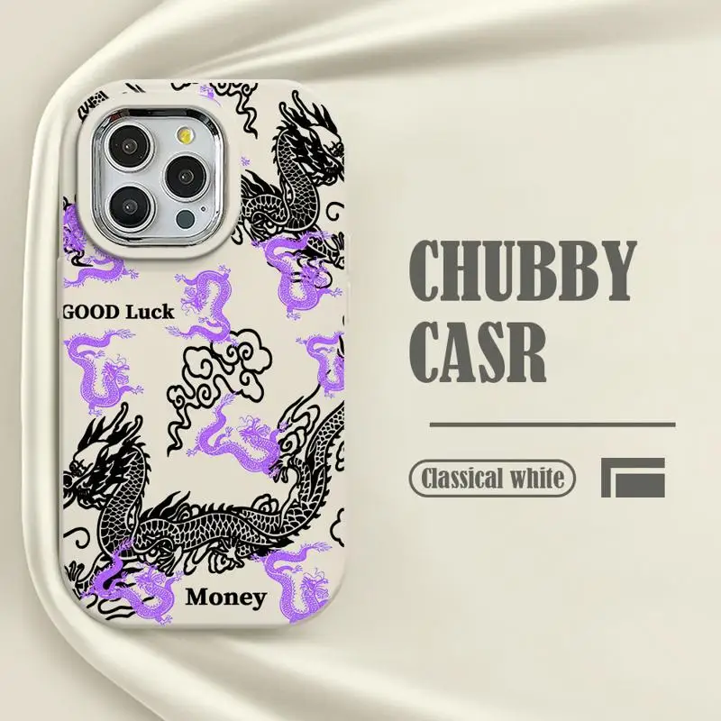 чехол для телефона Apple iPhone 15 14 Pro funda 11 Max 12 Plus 13pro max 15plus 11pro coque Cover Purple Pink Blue Dragon Art