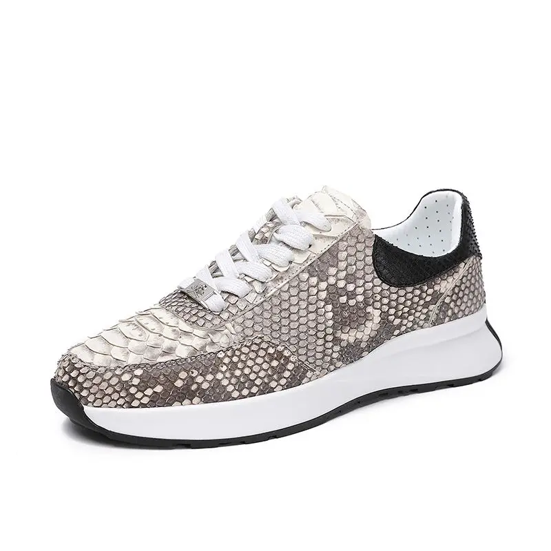 

Кроссовки унисекс из натуральной кожи, повседневные, на шнуровке, плоская подошва, натуральная экзотическая кожа, мягкие кеды для ходьбы