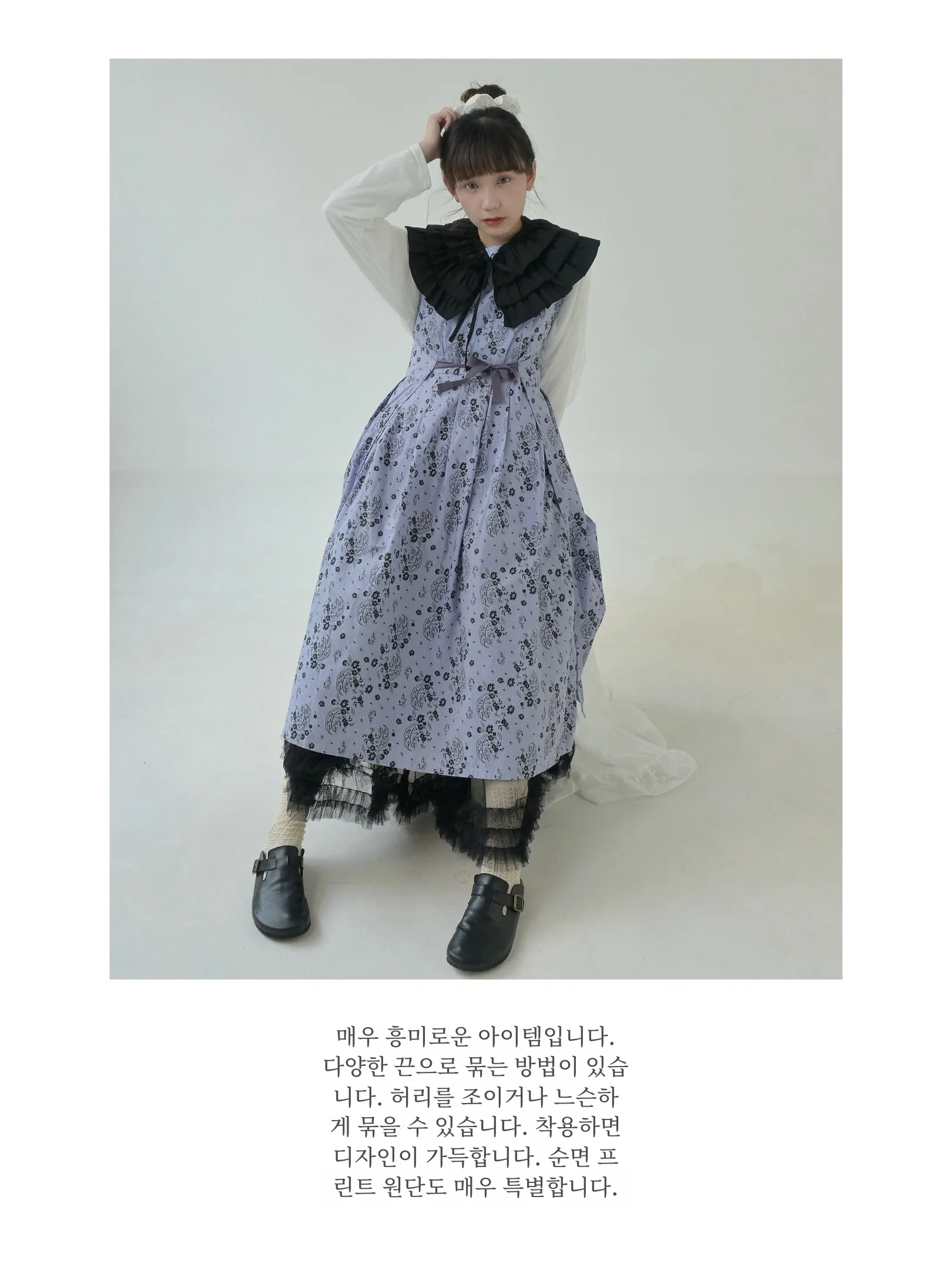 Japan fashion [Chic Double Purpose] Pure Cotton Floral Retro Pleated Stacked Vest Dress Cover up