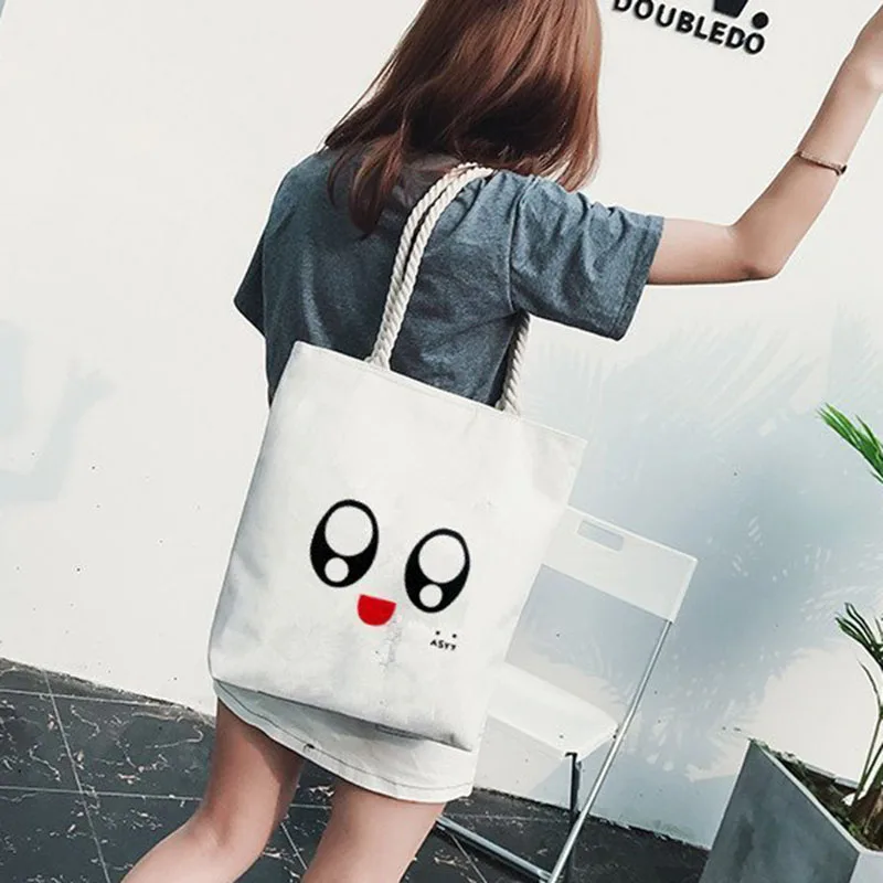 

Холщовая женская сумка HOCODO на плечо, вместительные дамские сумочки для покупок, ткань с принтом, женская простая Студенческая сумка