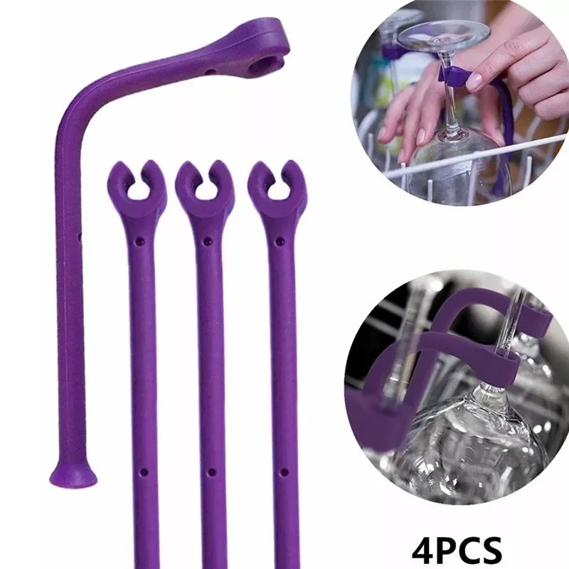 

4Pcs Stemware Saver Wine Fixed Rack Silicone Wine Glass Protector Dishwasher Holder Flexible Kitchen Dishwasher Attachment