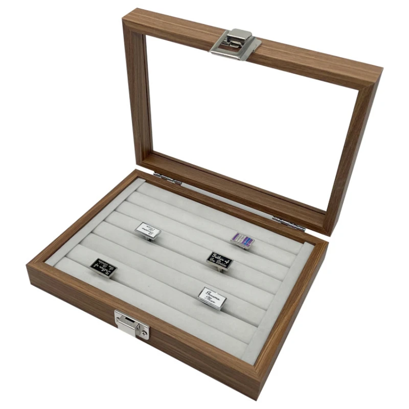 Walnut Wood Ring Jewelry Tray Box Display Storage Box Portable Ring Earrings Necklace Jewelry Gift Display Sales Box