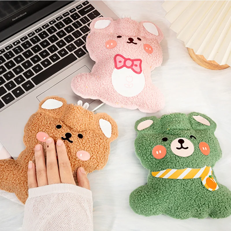 

350ML Plush Animals Hot Water Bottles Water Filling Velvet Small Portable Student Hand Warmer Cute Warm Water Bag for Girls