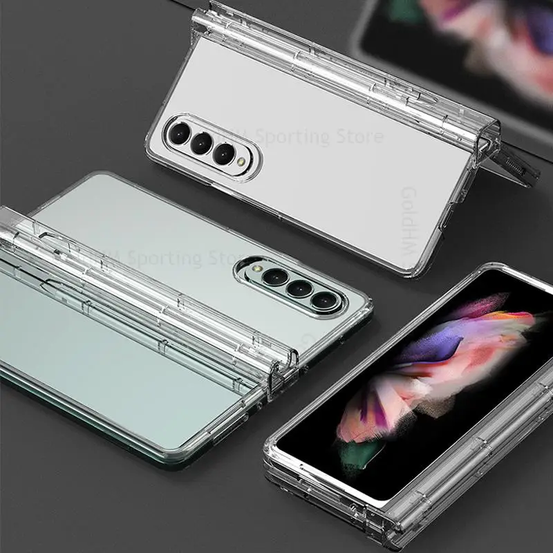 

Clear Transparent Hinge Case For Samsung Z Fold 4 5G Stylus Socket S Pen Slot Case For Galaxy Z Fold4 Hard PC Protective Cover