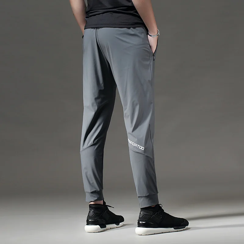 Lightweight Ice Silk Summer Sports Pants Men Loose And Quick-drying Nine-point Sweatpants Running Training Casual Fitness Pants