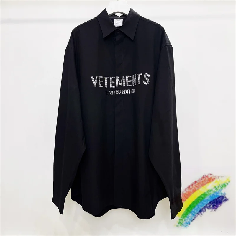 

Flash Drill Logo Vetements Limited Edition Long Sleeve Shirts Men Women 1:1 High Quality Oversized VTM Shirt Top Tees Inside Tag