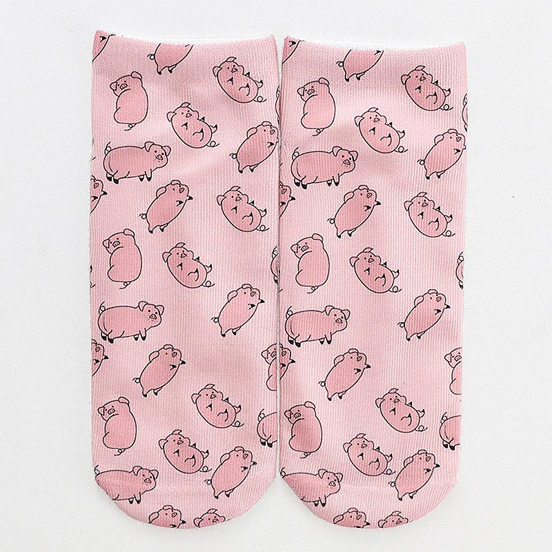 Cute Pink Pig Socks 3D Printed Animal Pet Mini Pig Nutella Cat Funny Cotton Short Ankle Socks for Women Ladies Girls Jewelry images - 6